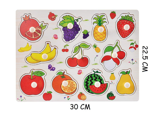 SYGA Educational Wooden Fruits Block Puzzle Fruits Learning Toy for Kids and Children
