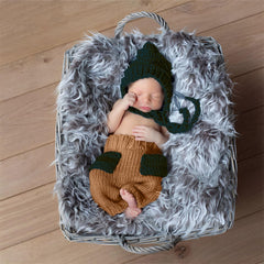 MOMISY Newborn Photography Prop Set, Crochet Cap and Pants, Handmade Costume (PeachGrey)