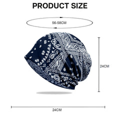 MOMISY Soft Stretch Chemo Scarf Beanie | Breathable Slouchy Hat with Stylish Prints for Women (Navy)