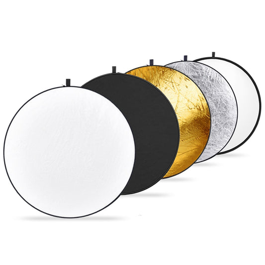 SYGA Round Shape 5-in-1 Collapsible Multi-Disc Light Reflector with Bag - Translucent, Silver, Gold, White and Black(110cm)