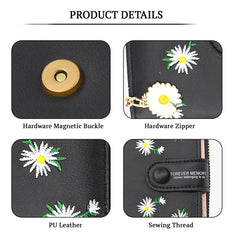 SYGA Women's Short Zipper Buckle Personalized Pu Leather Wallet Coin & Card Purse(Flower Black)