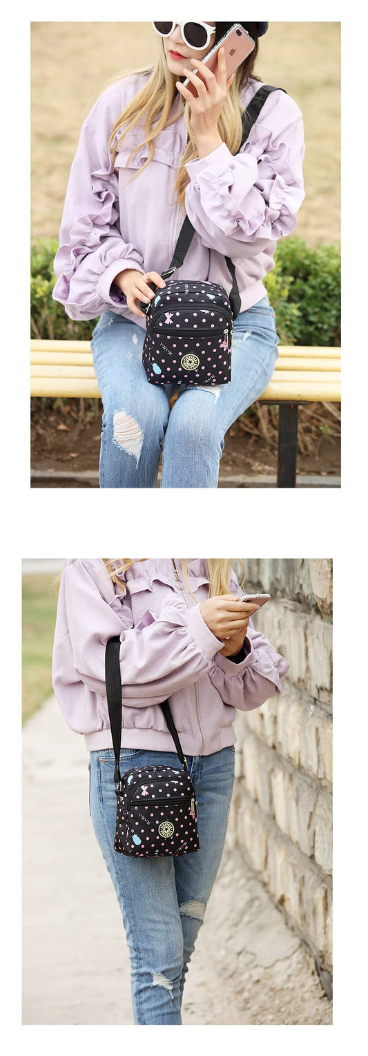 MOMISY Women Mobile Messenger Bag Ladies Casual Tote Nylon Shoulder Cross Body Long Strap Travelling, Work
