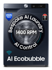 Samsung Smart Choice 9 kg, 5 Star, AI Control, AI Ecobubble, Super Speed, Wi-Fi, Hygiene Steam with Inbuilt Heater, Digital Inverter, Fully-Automatic Front Load Washing Machine (WW90DG6U24ASTL, NAVY)
