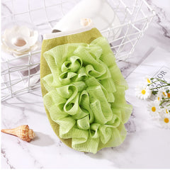 SYGA 2-in-1 Skin-Friendly Bath Towel Flower Scrub Gloves Foaming Clean Bath Sponge Double-Sided Bath Tub Body Shower Scrub (Blue)