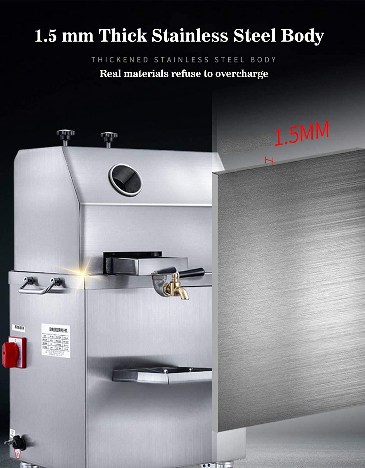 SYGA 3 Rollers Stainless Steel Sugarcane Juice Machine Without Battery (1.5 HP)