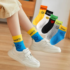 MOMISY 5 Pairs Baby kids Girl Boys Toddlers InfantmCotton Stretch Baby Socks (IN, Age, 1 Year, 3 Years, Star Shine)