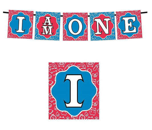 SYGA I am One Banner for Birthday Decorative Party Photo Props Banner