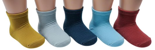 MOMISY 5 Pairs Bamboo Ankle Socks for children kids Toddlers Infant Baby Girl Boys (IN, Age, 3 Years, 5 Years, Plain)