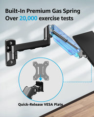 MOUNTUP Single Monitor Wall Mount for Max 32 Inch Computer Screen, Fully Adjustable Monitor Arm, Wall Mount Monitors Holder Support 4.4-19.8lbs Display, VESA Bracket Fit 75x75mm, 100x100mm