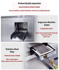 SYGA 3 Rollers Stainless Steel Sugarcane Juice Machine Without Battery (1.5 HP)