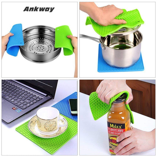 SYGA Set of 4 Silicone Square Durable Flexible, Non-Slip Heat Resistant Pot Holder/Hot Pads