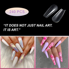 SYGA Tshape False Nails and Glue Bottle Professional Brush On Nail Tip Glue for Press On Nails Fake Nails Long Lasting Press On Nails for Women and Girls- Transparent, 500 pieces