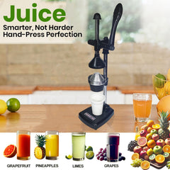 GONCHAK HUB Aluminium Hand Press Citrus Fruit Juicer, Manual Handpress and Cold Press Juicer and Squeezer for Fruits and Vegetables - Big (Made in India) (Black)
