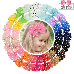 MOMISY Baby Girls Polka Design Ribbon Hair Bows Headbands Hair Band Hair Accessories for Babies- Pack of 8, Assorted Colour