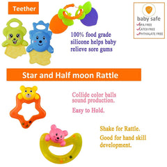 SYGA Colorful 7 Rattles and 1 Teether Toy Set