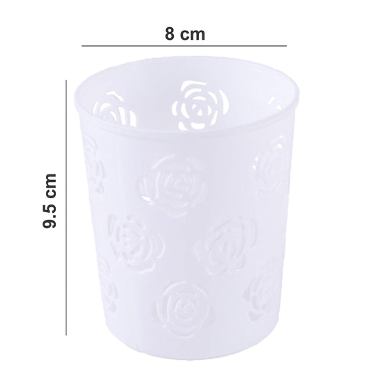 SYGA 4 Pieces Plastic Round Shape Storage Pen Holder_White