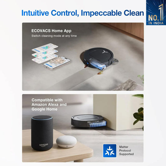 ECOVACS DEEBOT T80 Omni 2 in 1 Robot Vacuum Cleaner & Mop, 2025 New Launch, 18000 Pa, 6400 mAh Battery, OZMO Roller Real-Time Mop Washing, Self-Emptying, Hot Air Drying, AI ReMop 2.0, ZeroTangle 3.0