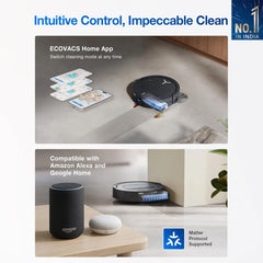 ECOVACS DEEBOT T80 Omni 2 in 1 Robot Vacuum Cleaner & Mop, 2025 New Launch, 18000 Pa, 6400 mAh Battery, OZMO Roller Real-Time Mop Washing, Self-Emptying, Hot Air Drying, AI ReMop 2.0, ZeroTangle 3.0