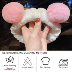 MOMISY Elastic Lovely Hair Band Wash Face Spa Headband-Washable Facial Band Makeup Wrap Headbands for Women (White Pink)
