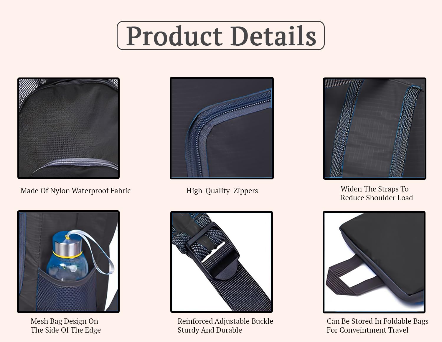 SYGA Outdoor Travel Foldable Backpack Waterproof Backpack With Mini Bag Stay-Clean Backpack for Camping, Hiking, Travelling, Outdoor Activities(Black)