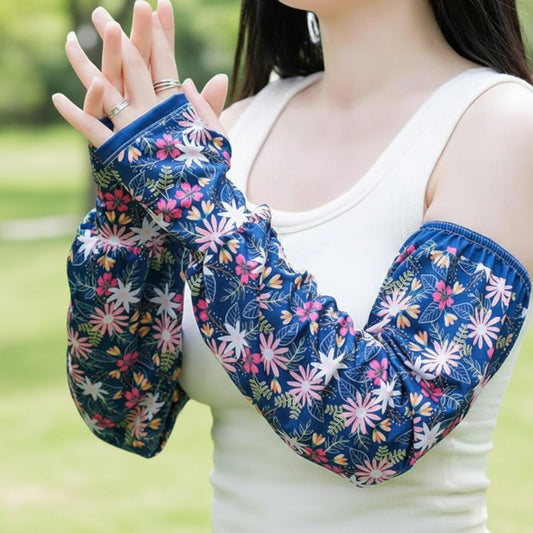 MOMISY UV Sun Protection Arm Sleeves with Thumb Hole Sun Protection Hand Cover for Running and Cycling for Women, Loose-Fit Cooling Cover, 1 Pair (Green)