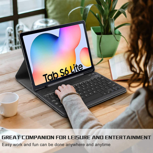 SYGA Keyboard Case for Samsung Galaxy Tab S6 Lite 10.4'' 2020 Model SM-P610 (Wi-Fi) SM-P615 (LTE) Detachable Wireless Bluetooth Keyboard_Pink