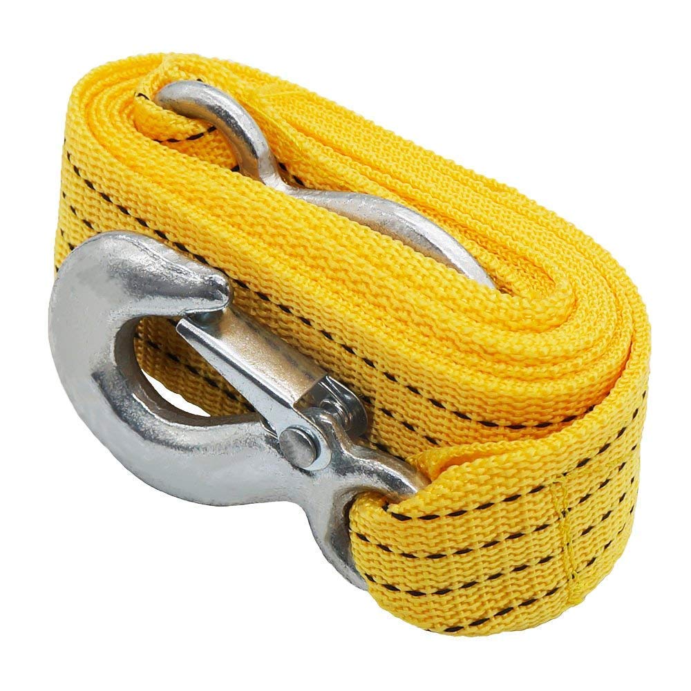 Syga Metal, Nylon Emergency Rope car Traction Rope Load Bearing 3 tons Trailer with Off-Road Trailer Hook, 3 m (Medium, Yellow)
