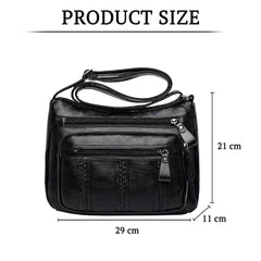 SYGA PU Leather Crossbody Bag for Women, Multi-Pocket Handbag (Black)