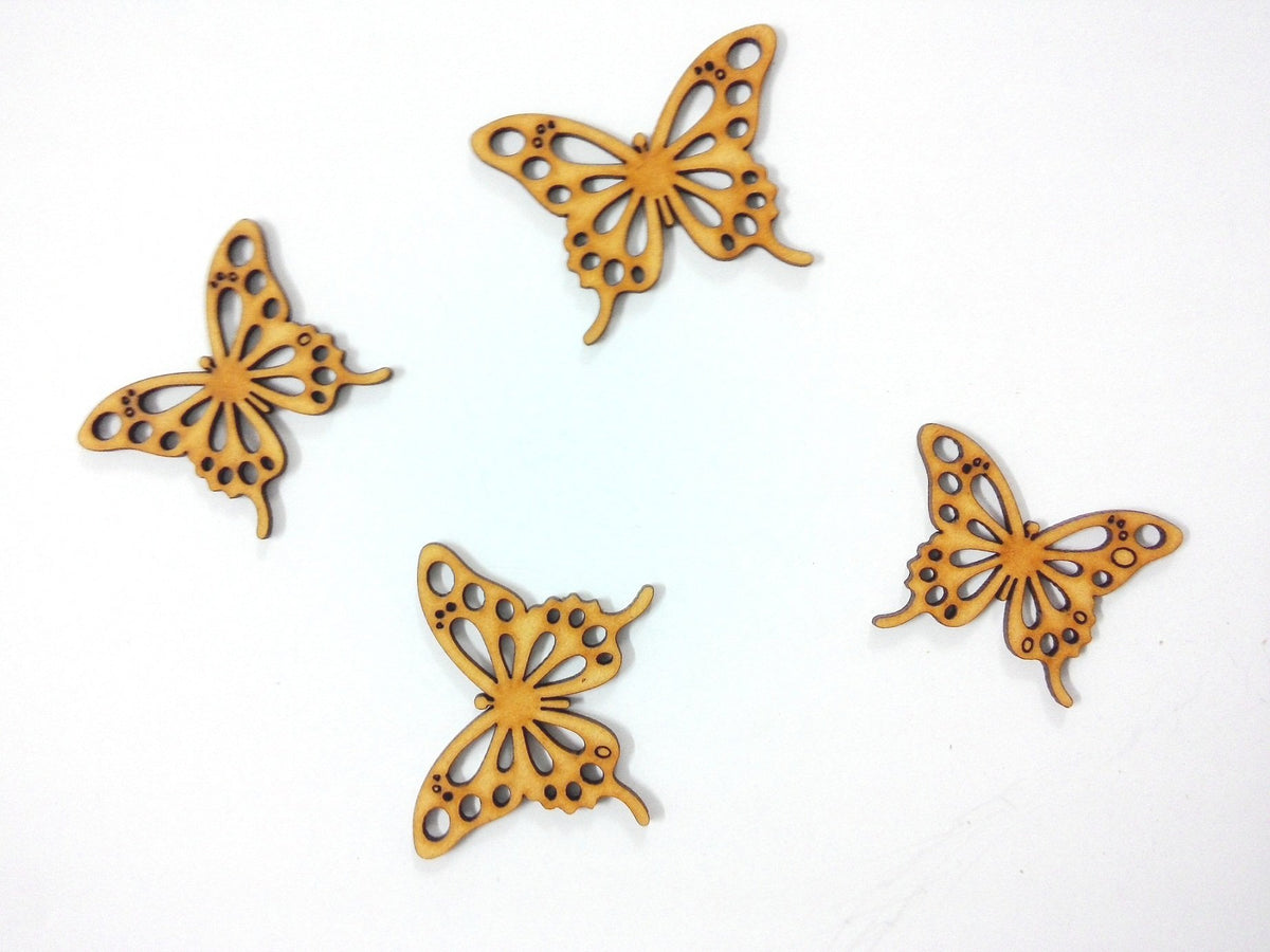 Syga Set of 4 Butterfly Scrapbook Decorative Wood Craft Items