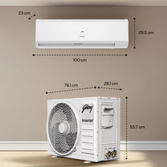 Godrej 1.5 Ton 5 Star, 5 Years Comprehensive Warranty, AI powered, 5-In-1 Convertible Cooling Inverter Split AC (Copper, 2025 Model, Heavy Duty Cooling at 52 Â°C, AC 1.5T EI 18II5T WZS Split 5S, White)