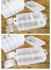 SYGA 3-Tray Transparent Plastic Organizer Storage Box/Basket/Container with Collapsible and Removable Dividers(31 X 19 X 24Cm)(White)