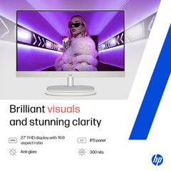 HP All-in-One, Intel Core Ultra 7 155U (16GB DDR5,1TB SSD) IPS, 300 nits, Touch, Anti-Glare, FHD, 27inch(68.6cm), Win11, M365*, Shell White, 6.72kg, FHD IR tilt Camera w/Privacy shuttter, 27-cr1418in