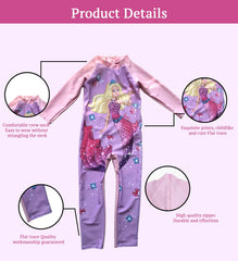 SYGA Children's Swimsuit Long Sleeve Yellow Hair Barbie Mermaid-XL size Perfect for kids Age 7-8 years old (Purple)
