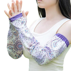 MOMISY UV Sun Protection Arm Sleeves with Thumb Hole Sun Protection Hand Cover for Running and Cycling for Women, Loose-Fit Cooling Cover, 1 Pair (Purple)