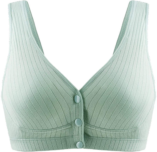 Momisy Women's Cotton Lightly Padded Wire Free Maternity Bra Green
