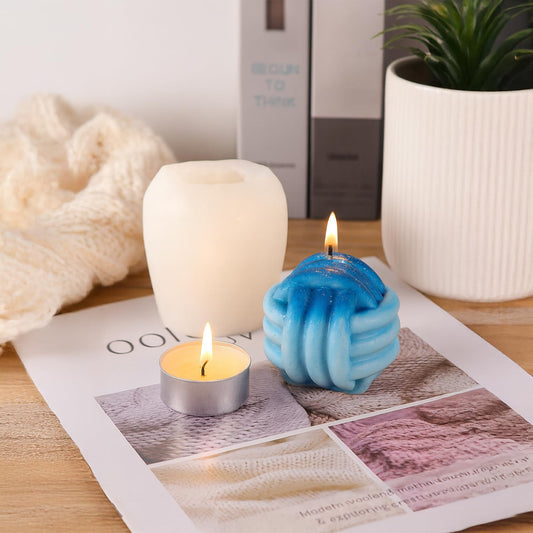 MOMISY 3D Wool Ball Silicone Candle Mould, Magic Twisted Rope Design, DIY Soap, Resin, Wax Crafts (WhiteB)