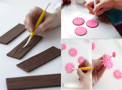 SYGA 8 Sticks of Cake Fondant Decoration, Carving Bone Tools (Colors May Vary)