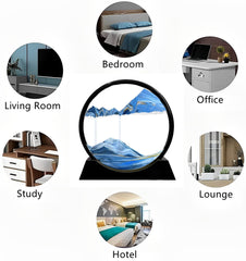 SYGA Quicksand Art Living Room Decoration Creative 3D Hourglass Painting Home Gift (12 Inch, Black)