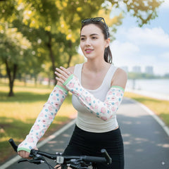 MOMISY UV Sun Protection Arm Sleeves with Thumb Hole Sun Protection Hand Cover for Running and Cycling for Women, Loose-Fit Cooling Cover, 1 Pair (Peach)