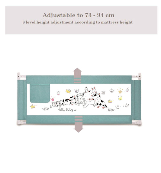 SYGA 1.5 Meter Animal Print Baby Safety Bed Rail_Green
