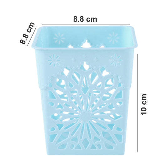 SYGA 4 Pieces Plastic Square Shape Storage Pen Holder_Blue