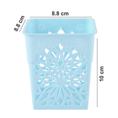 SYGA 4 Pieces Plastic Square Shape Storage Pen Holder_Blue