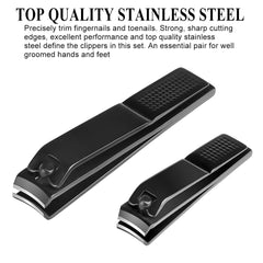 SYGA Nail Clipper Set - Black Stainless Steel Deluxe Fingernail and Toenail Clipper Cutter