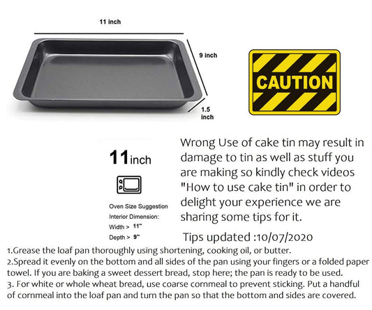SYGA 11 inch Rectangular Carbon Steel Non-Stick bakeware Cake and Cookies Baking Oven use Plate (Black)