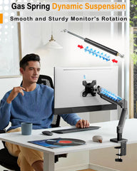 BigPassport Gas Spring Monitor Arm Stand | Heavy Duty VESA Mount for 13–32 Inch Screens | Adjustable Aluminium Desk Mount for PC, Laptop Monitor – Holds 2–9kg