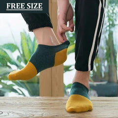 MOMISY Men's Premium Cotton Cushion Ankle length Socks, (Multicolor) Pack of 5 (Free Size) (Block)