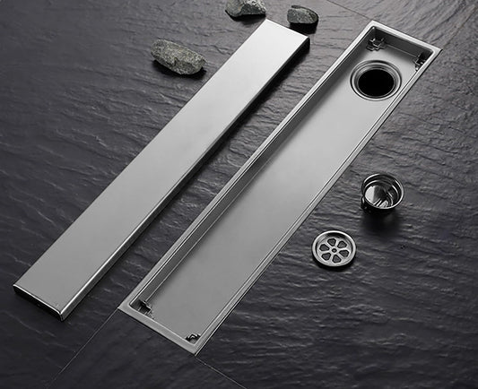 SYGA 304 Stainless Steel Long Floor Drain with Double Filtration,Shower Drain Cover Plate Side Hole,10x40 cm