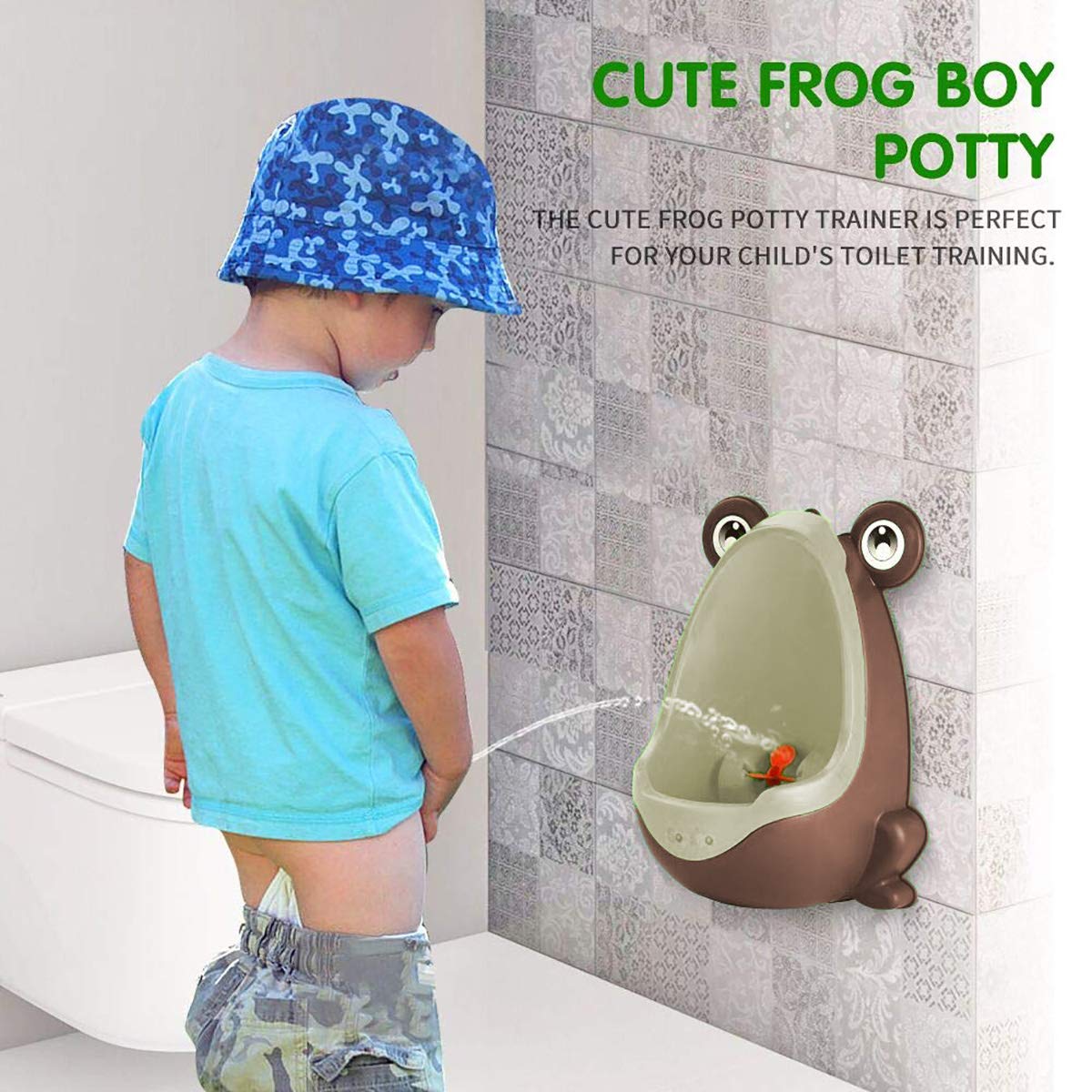 SYGA Cute Frog Potty Training Urinal for Boys with Funny Aiming Target_Brown