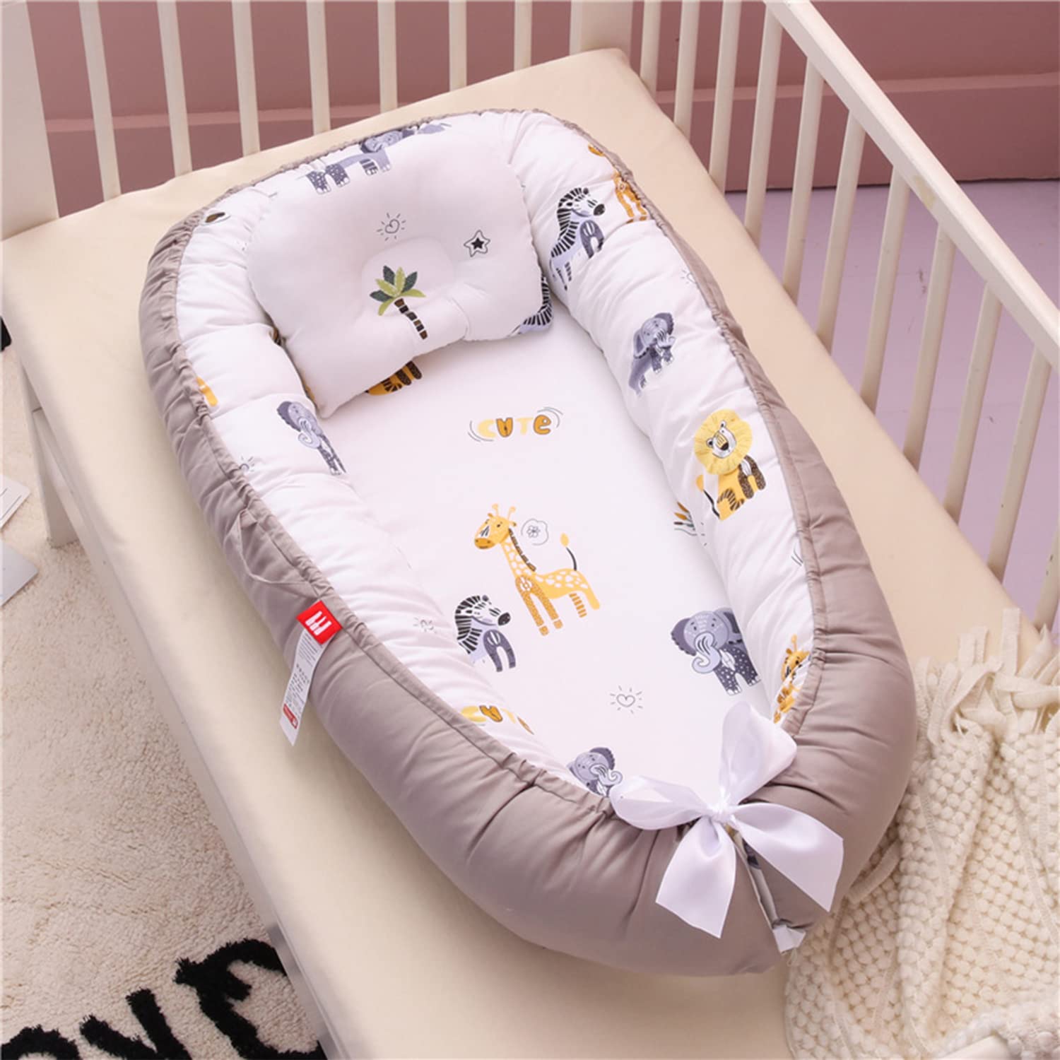 SYGA New Born Baby Nest Portable Reversible Sleeping Bed Foldable Sleeping Toddler Cotton Baby Mattress Pillow for 0-2 Years Baby, 53 X 88 CM, Blue Edge Blue Star