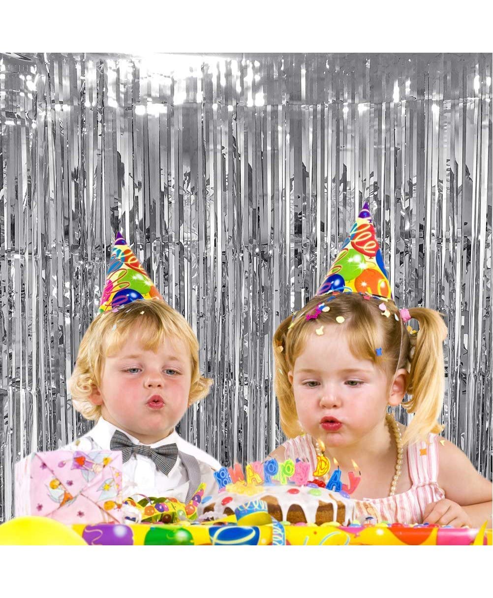SYGA 1 Pieces 2x1 Meter Decoration Tinsel Curtain Foil for Photo Backdrop Party Celebrations (Black)
